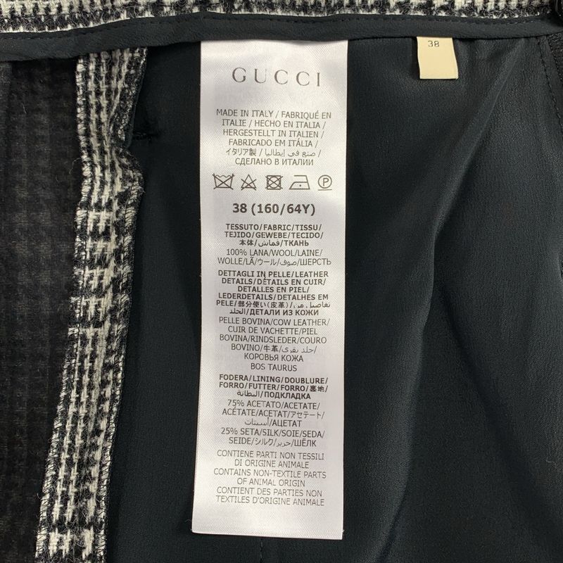 Gucci Wool Houndstooth Pleated Shorts 38 Gray