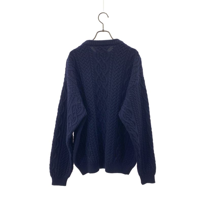 Hermes Wool Cable Crew Neck Knit XXL Navy