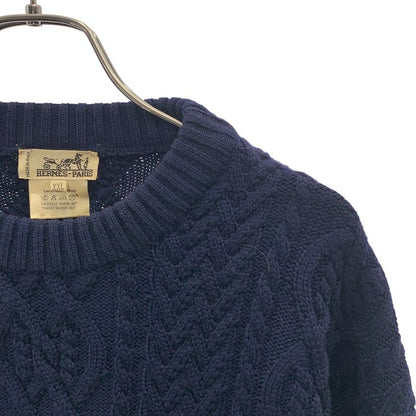 Hermes Wool Cable Crew Neck Knit XXL Navy