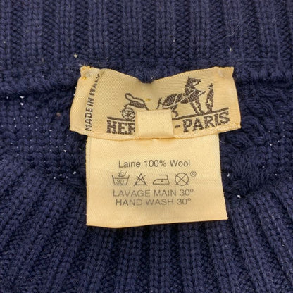 Hermes Wool Cable Crew Neck Knit XXL Navy