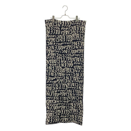 Balenciaga Wool Wave Logo Long Scarf Shawl Black White