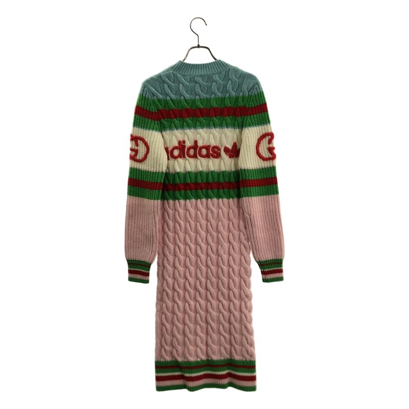 Gucci Adidas Wool Mohair Logo Embroidery Cable Knit Dress Xxs