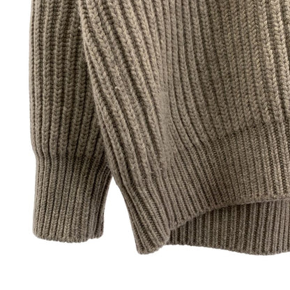 Gucci Wool Cashmere V-neck Rib Knit S Gray