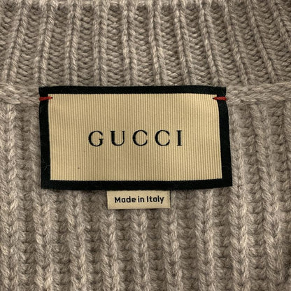 Gucci Wool Cashmere V-neck Rib Knit S Gray