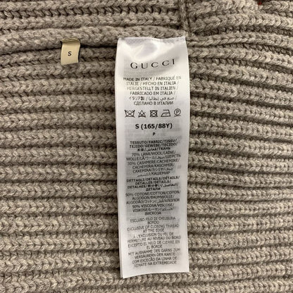 Gucci Wool Cashmere V-neck Rib Knit S Gray