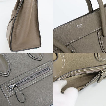 Celine Tote Micro Luggage Leather Grey Silver