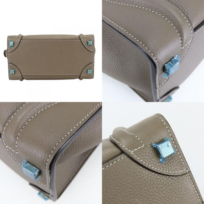 Celine Tote Micro Luggage Leather Grey Silver