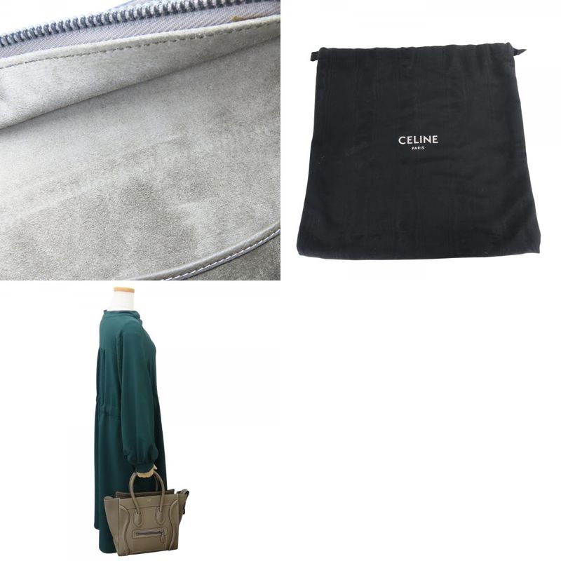 Celine Tote Micro Luggage Leather Grey Silver