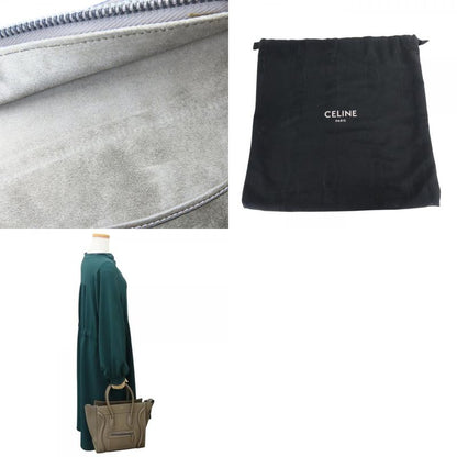 Celine Tote Micro Luggage Leather Grey Silver