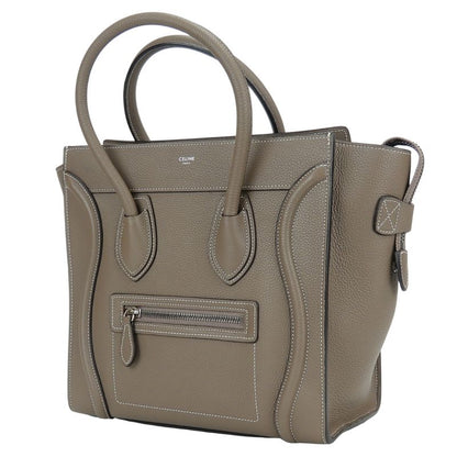 Celine Tote Micro Luggage Leather Grey Silver