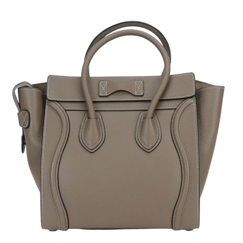 Celine Tote Micro Luggage Leather Grey Silver