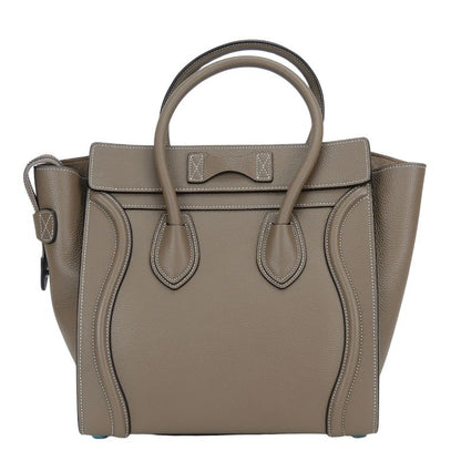 Celine Tote Micro Luggage Leather Grey Silver