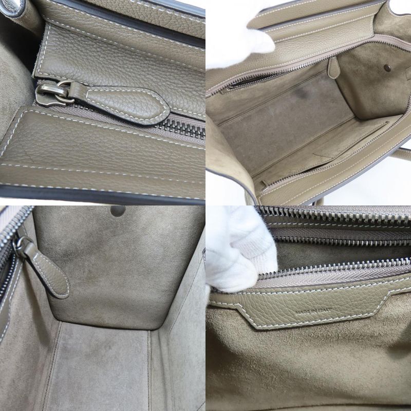 Celine Tote Micro Luggage Leather Grey Silver