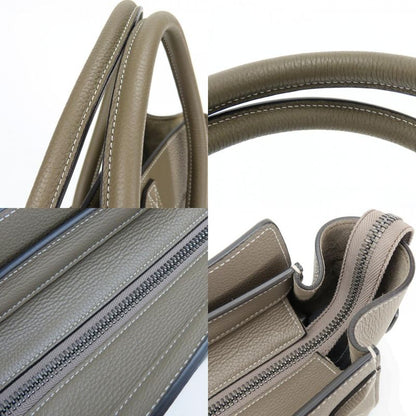 Celine Tote Micro Luggage Leather Grey Silver