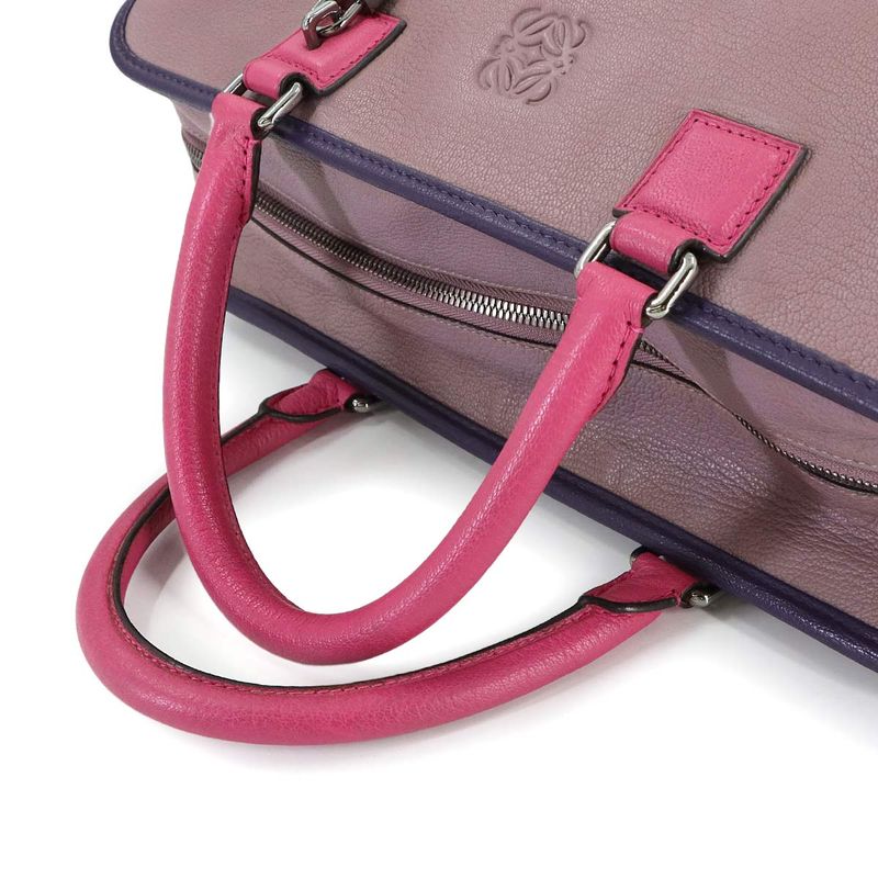 Loewe Amazona 36 Hand Bag Leather Pink Purple Silver