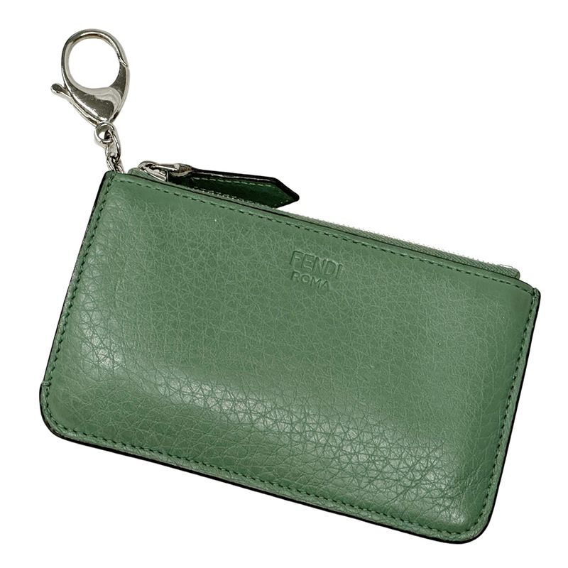 Fendi Wallet Coin Case Leather Fragment Green Card