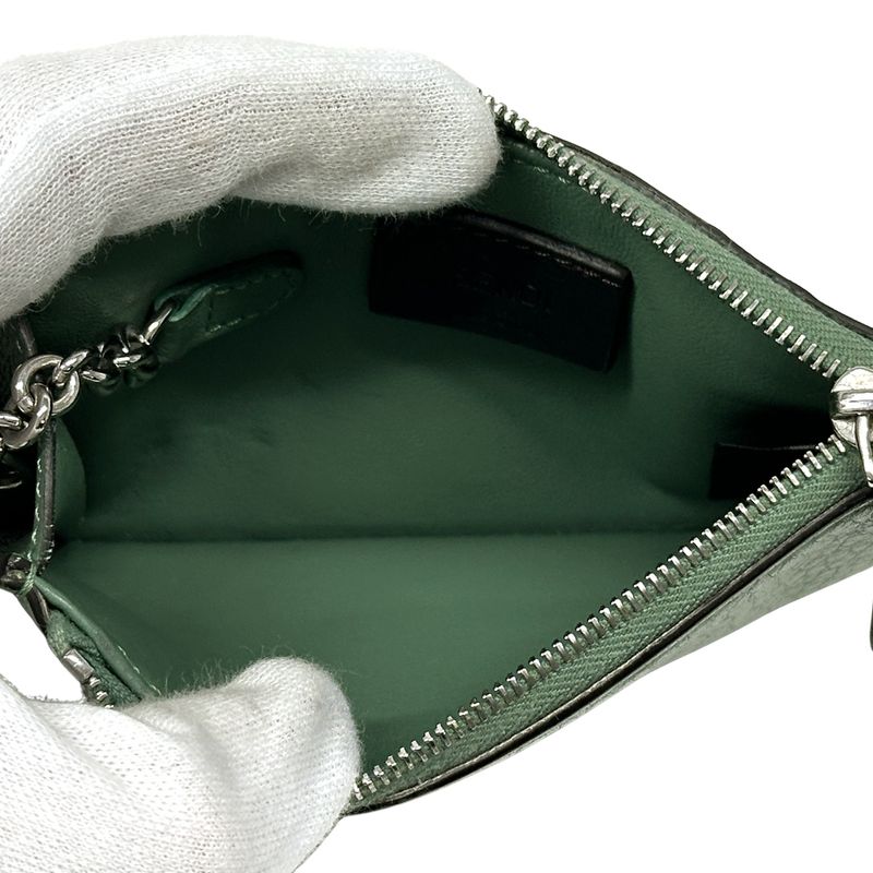 Fendi Wallet Coin Case Leather Fragment Green Card