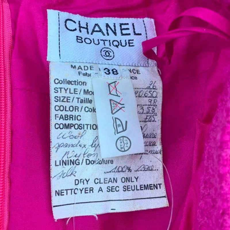 Chanel Skirt Wool Watch Pattern Pink 38