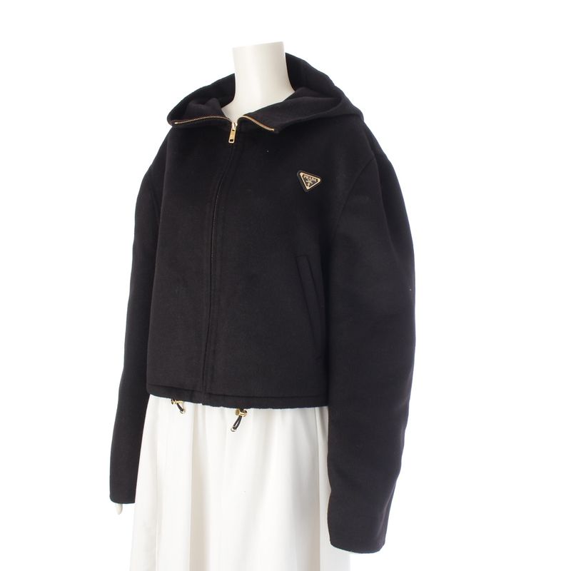 Prada Wool Angora Lightweight Cashgora Jacket Black 40