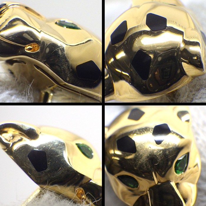 Cartier Earrings Panthere Panther Motif Tsavorite Garnet Onyx Lacquer