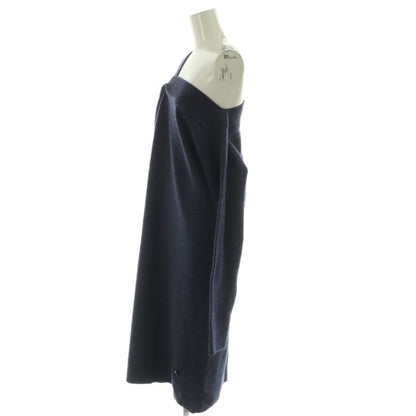 Hermes Cashmere Knit Dress Long Sleeve Calf Long 38 Navy NR OS