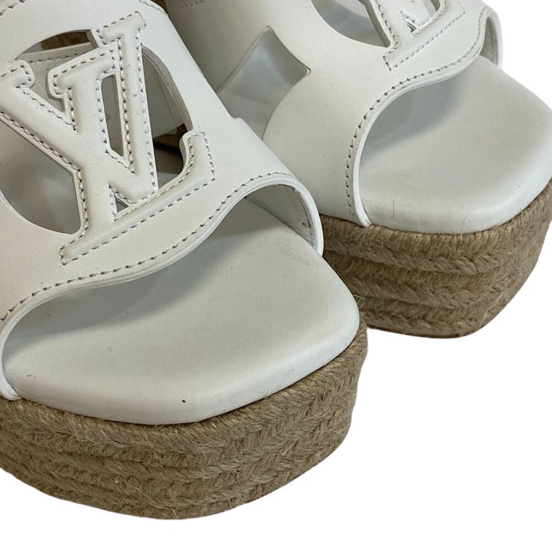 Louis Vuitton Wedge Sole LV Logo Open Toe Espadrille Strap Isola