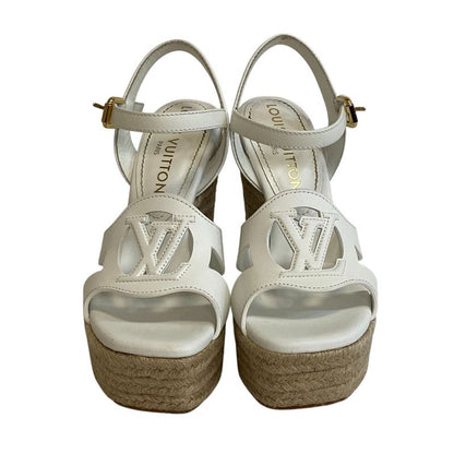 Louis Vuitton Wedge Sole LV Logo Open Toe Espadrille Strap Isola