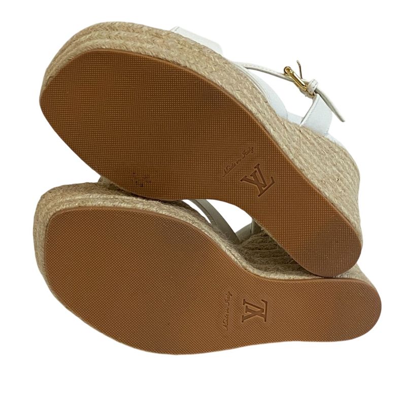 Louis Vuitton Wedge Sole LV Logo Open Toe Espadrille Strap Isola