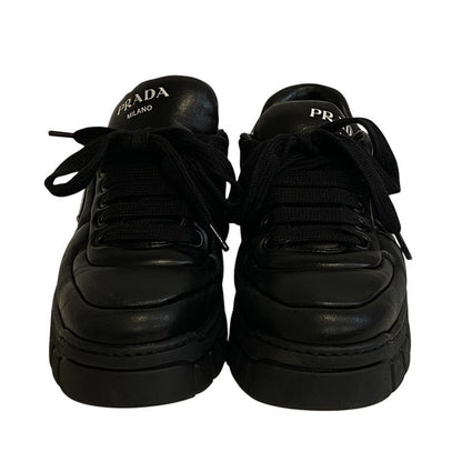 Prada Triangle Logo Triangle Lace Up Thick Sole Downtown Sneakers