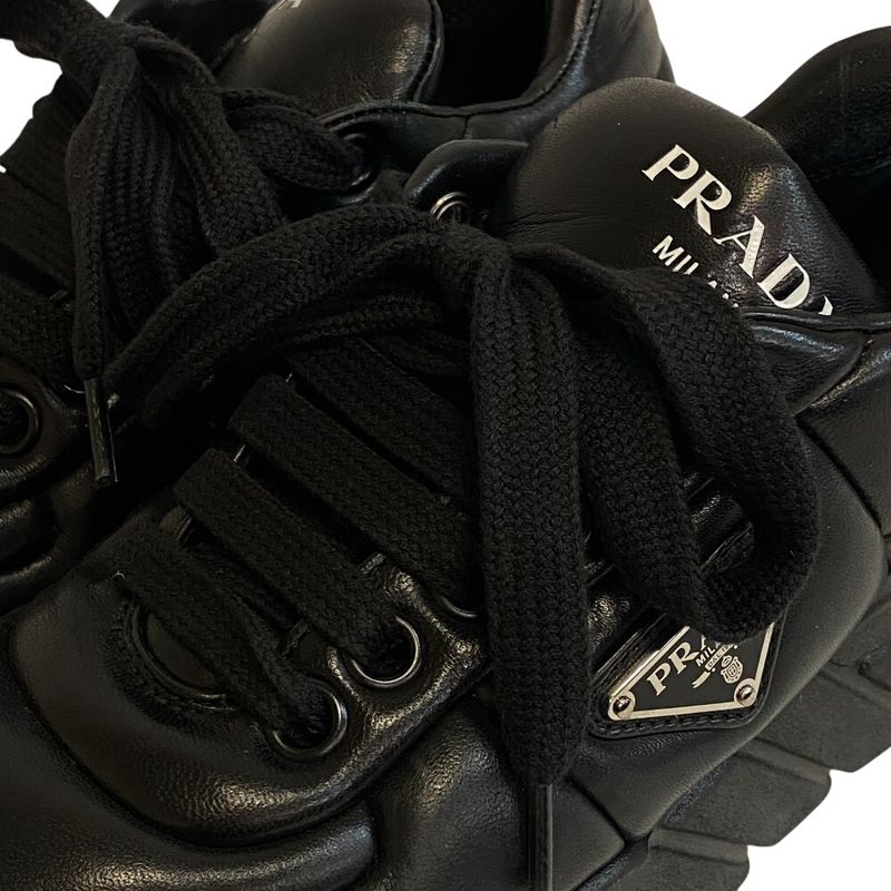 Prada Triangle Logo Triangle Lace Up Thick Sole Downtown Sneakers