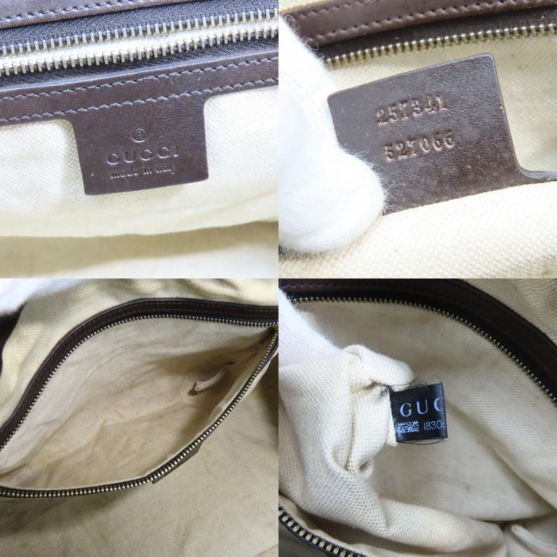 Gucci Handbag Sherry Line GG Canvas Leather Beige Dark Brown