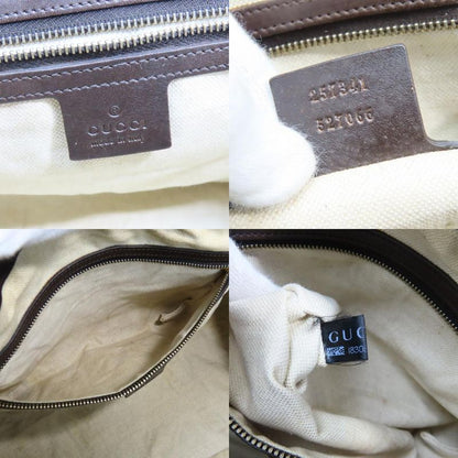 Gucci Handbag Sherry Line GG Canvas Leather Beige Dark Brown