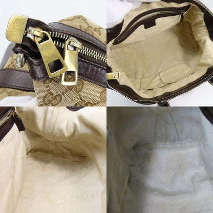 Gucci Handbag Sherry Line GG Canvas Leather Beige Dark Brown
