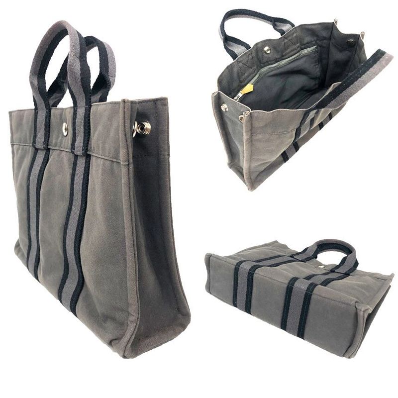Hermes Fourre Tout PM Canvas Tote Gray