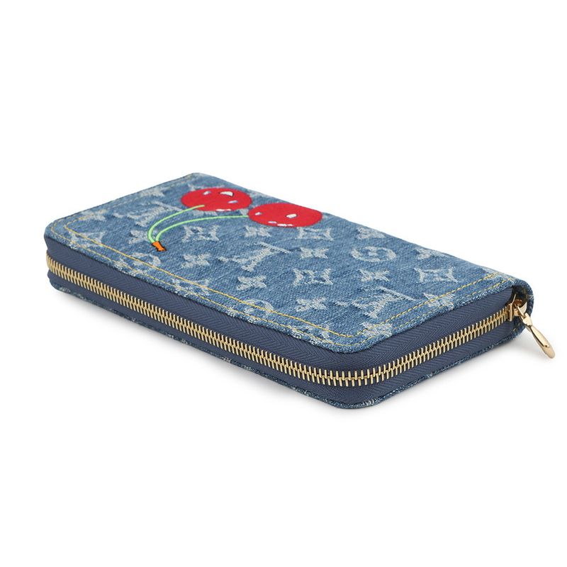 Louis Vuitton Wallet Monogram Cherry Denim LV TM Zippy