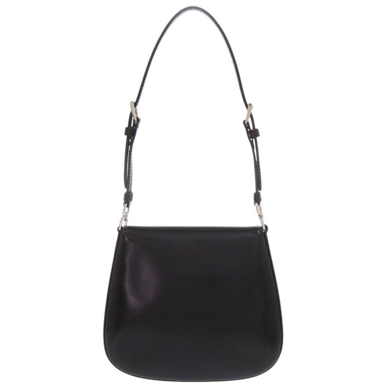 Prada Spazzolato Triangle Logo Leather Black 2-Way Shoulder Bag