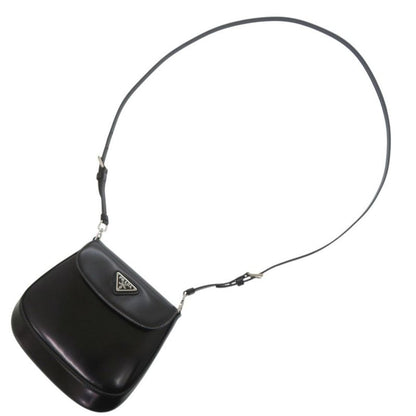 Prada Spazzolato Triangle Logo Leather Black 2-Way Shoulder Bag