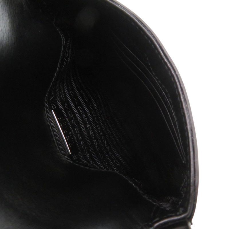Prada Spazzolato Triangle Logo Leather Black 2-Way Shoulder Bag