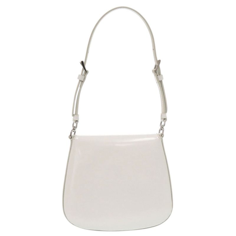 Prada Spazzolato Triangle Logo Leather White 2-Way Shoulder Bag