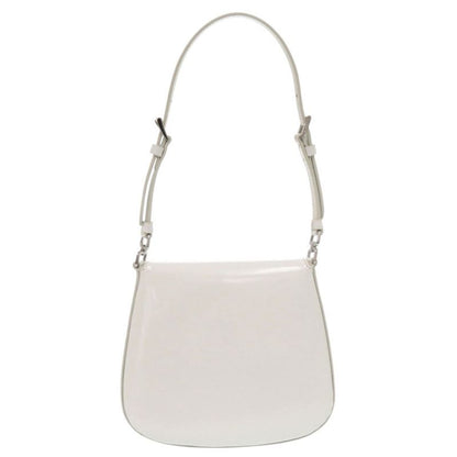 Prada Spazzolato Triangle Logo Leather White 2-Way Shoulder Bag