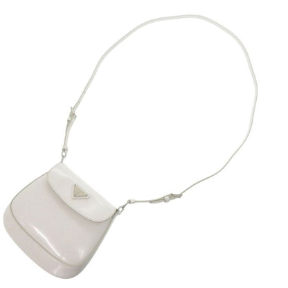 Prada Spazzolato Triangle Logo Leather White 2-Way Shoulder Bag