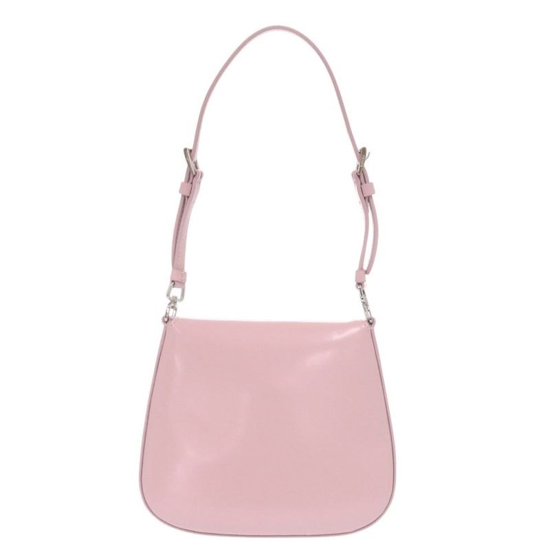 Prada Spazzolato Triangle Logo Leather Pink 2-Way Shoulder Bag