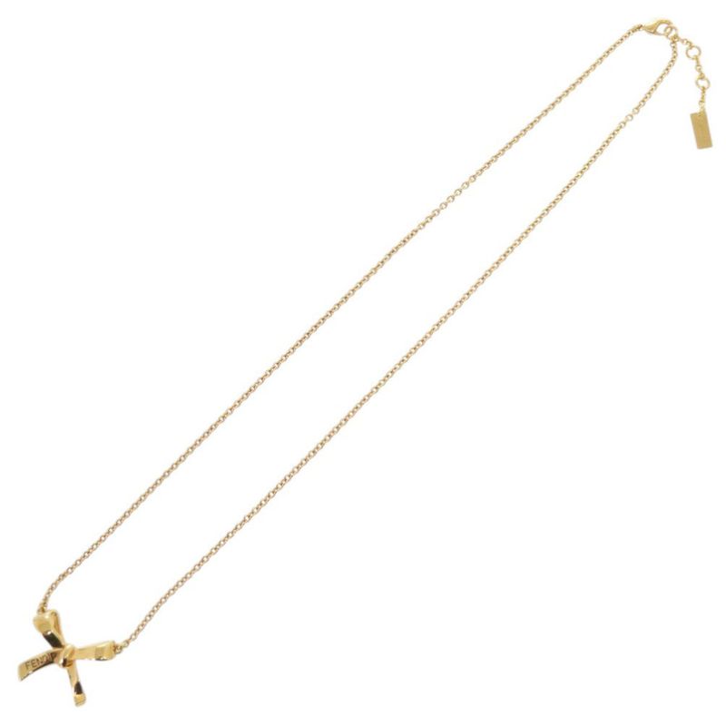 Fendi Ribbon Gold Necklace Pendant