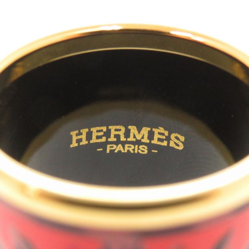 Hermes Enamel Saint Prom Brazil Carre Ring Metal Red Scarf
