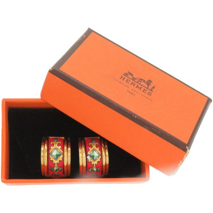 Hermes Enamel Metal Red Earrings