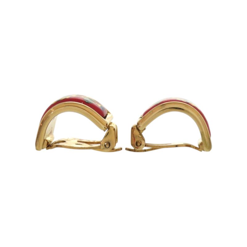 Hermes Enamel Metal Red Earrings