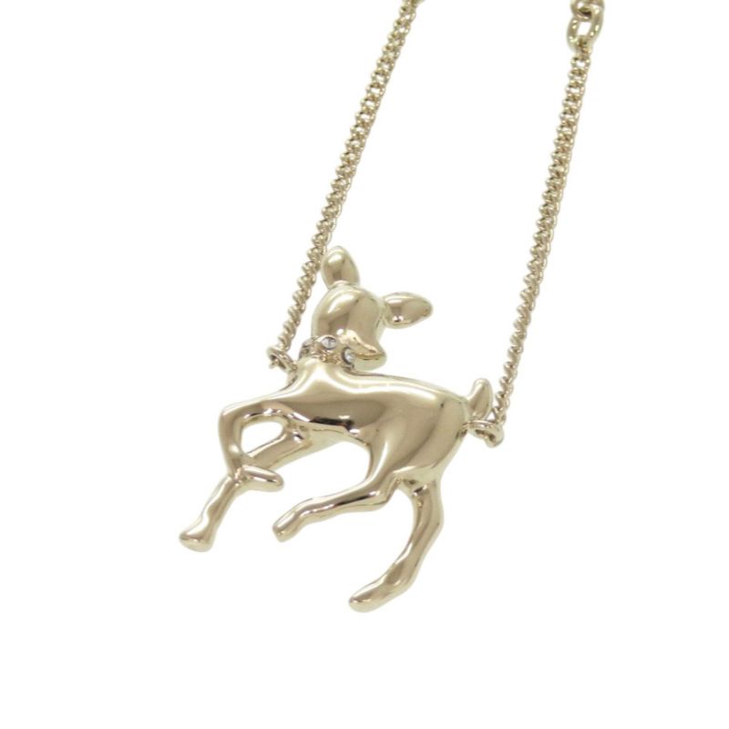 Chanel Deer Motif Rhinestone Gold Necklace