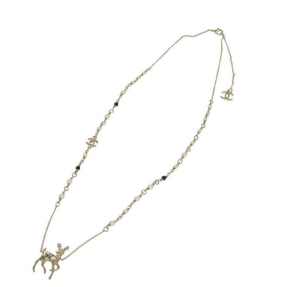 Chanel Deer Motif Rhinestone Gold Necklace