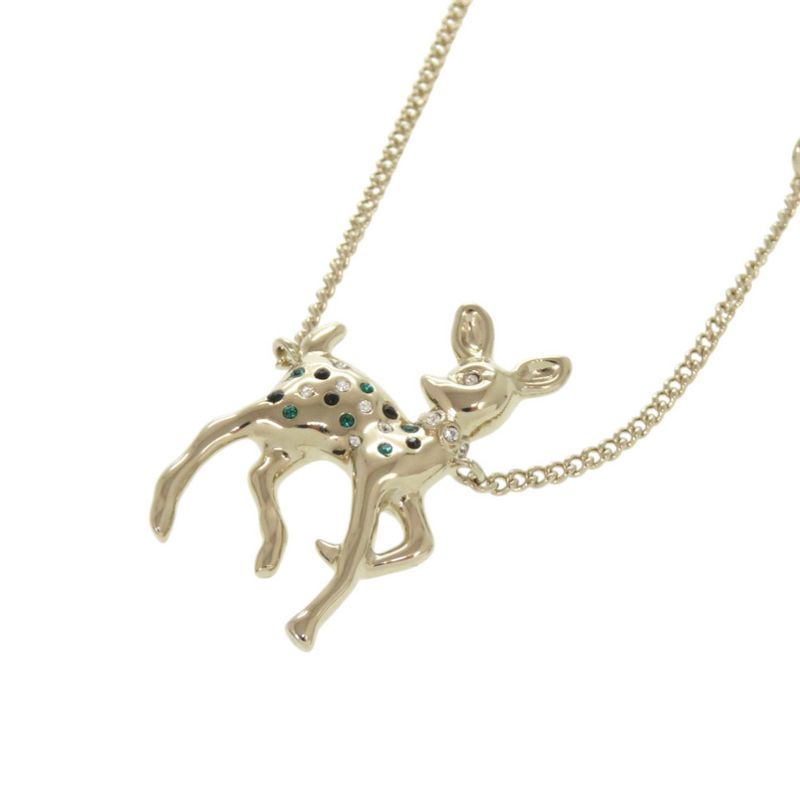 Chanel Deer Motif Rhinestone Gold Necklace
