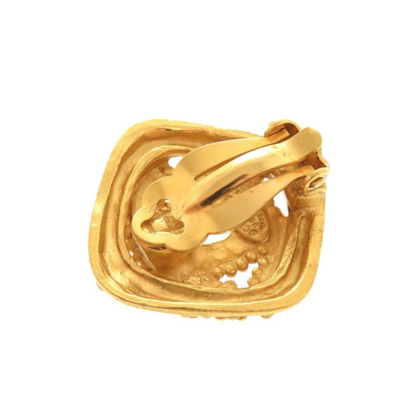 Chanel Vintage CC Logo Metal Gold Earrings